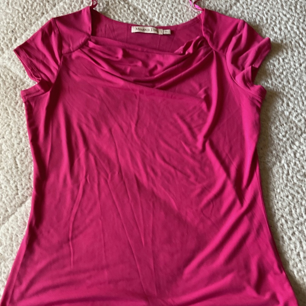 Melanie Lyne Blouse Womens P/S Pink Excellent Cowl Neck Cap Sleeve Top